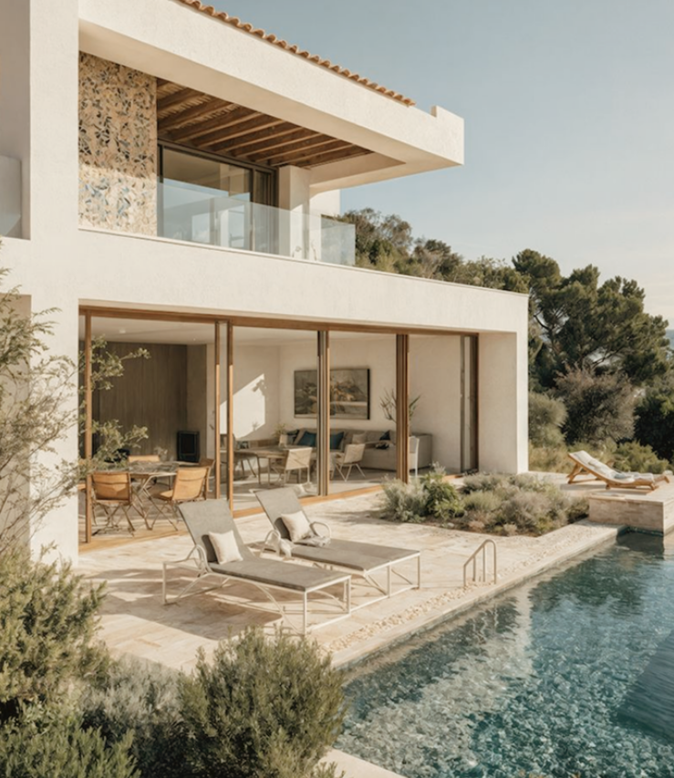 Modern villa by a pool